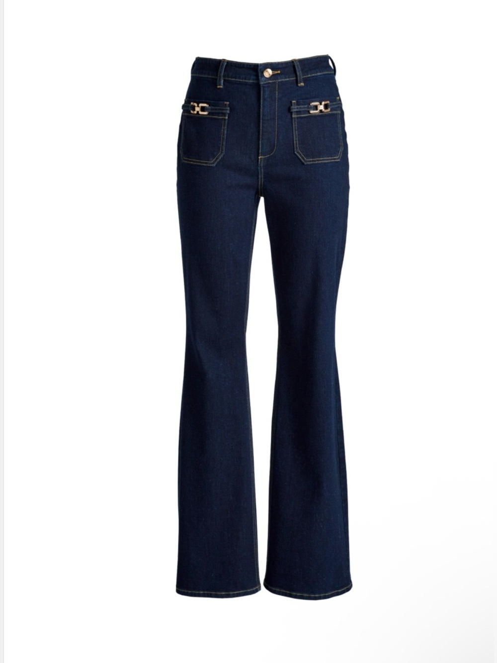 Boston Proper Buckle Front Pocket Detail Jean - Dark
Wash Denim |